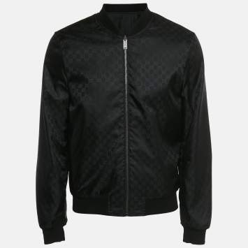 Pre Owned Gucci Black Monogram Nylon Reversible Jacket L