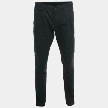 مملوكة مسبقًا Gucci Navy Blue Cotton Formal Trousers  L