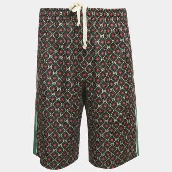 مملوكة مسبقًا شورت غوتشي دنيم أبيض مائل للصفرة بنقشة GG مقاس صغير