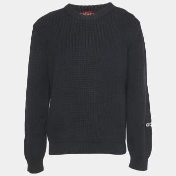 مملوكة مسبقًا Gucci Navy Blue Logo Knit Jumper XXL 
