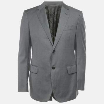 مملوكة مسبقًا Gucci Grey Wool Regular Fit Blazer L