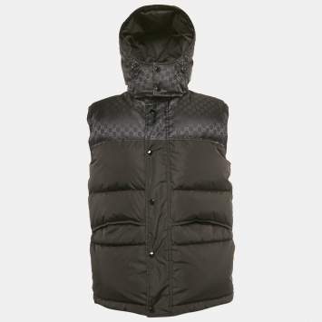 مملوكة مسبقًا Gucci Black GG Jacquard Nylon Down Vest M