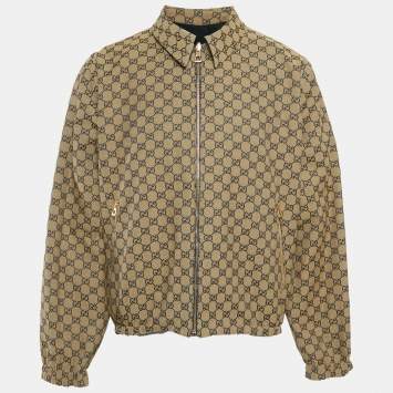 مملوكة مسبقًا Gucci Blue/Beige GG Monogram Nylon Reversible Jacket M