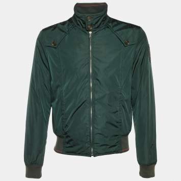 Pre Owned Gucci Green Nylon Zip Up Bomber Jacket M 