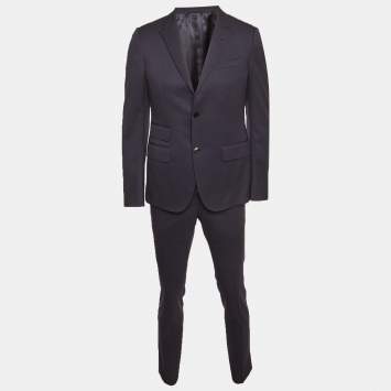 Pre Owned Gucci Navy Blue Wool Regular Fit Blazer & Pants Suit M