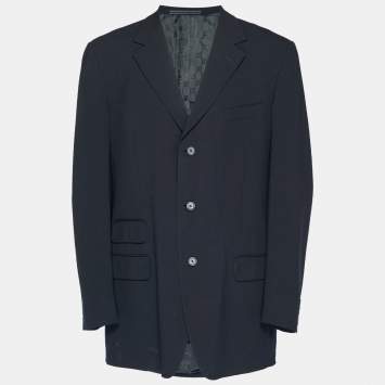 مملوكة مسبقًا Gucci Vintage Black Wool Regular Fit Blazer XXL