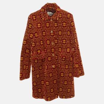 Pre Owned Gucci Garden Red Velvet Damask Long Sleeve Jacket XXS