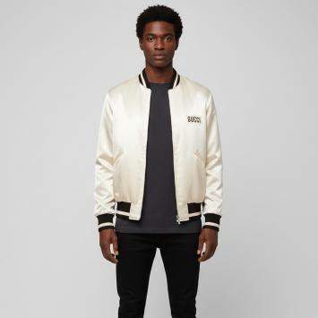 Pre Owned Gucci Black/Cream Monogram Nylon Reversible Bomber Jacket XXXL