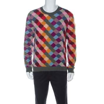 Pre Owned Gucci Multicolor Wool Argyle Knit Sweater XL 