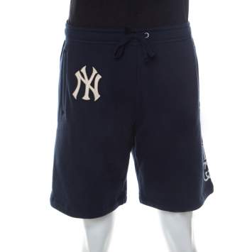 Pre Owned Gucci Navy Blue Cotton NY Yankees Patch Shorts S 