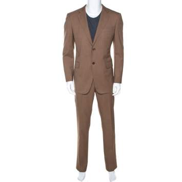 Pre Owned Gucci Brown Wool Tailored Suit XL