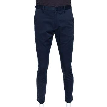 Pre Owned Gucci Navy Blue Stretch Cotton Slim Fit Riding Pants M