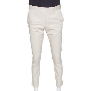 Pre Owned Gucci Cream Stretch Cotton Regular Fit Pants M