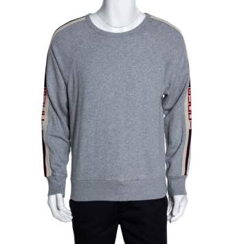 مملوكة مسبقًا Gucci Grey Cotton Logo Tape Detail Sweatshirt S