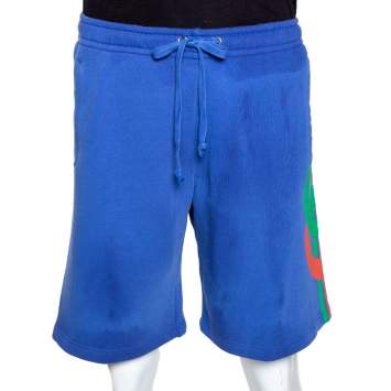 Gucci Purple Logo Print Cotton Washed Effect Shorts S