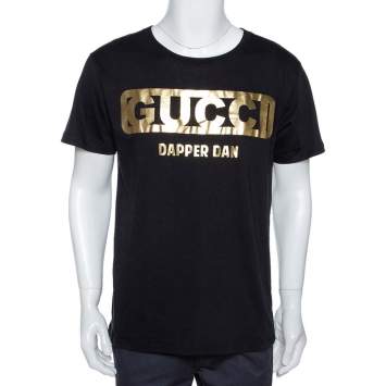 Pre Owned Gucci Black Cotton Dapper Dan Oversized Crew Neck T Shirt M 