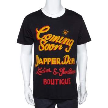 Pre Owned Gucci Black Cotton Dapper Dan Oversized Crew Neck T Shirt M
