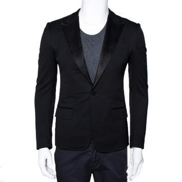 Pre Owned Gucci Black Wool Tuxedo Blazer XS