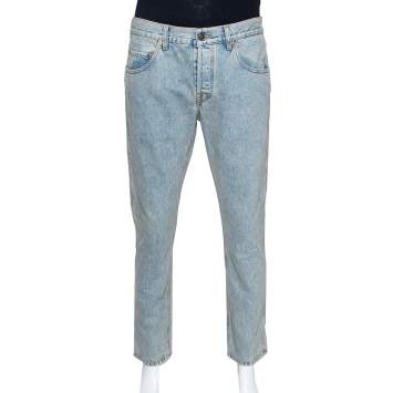 Pre Owned Gucci Pale Blue Heavy Washed Denim Slim Fit Jeans XL