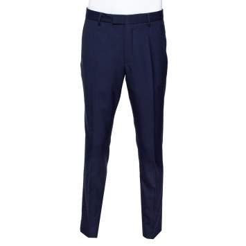 Pre Owned Gucci Navy Blue Wool Blend 70s Tailored Trousers L
