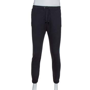 Pre Owned Gucci Black Logo Print Washed Cotton Jogging Pants XS