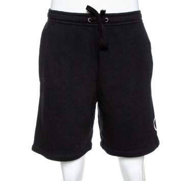 Pre Owned Gucci Black Logo Print Cotton Jersey Shorts M