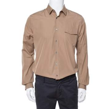 Pre Owned Gucci Khaki Cotton Contrast Patch Long Sleeve Duke Shirt L