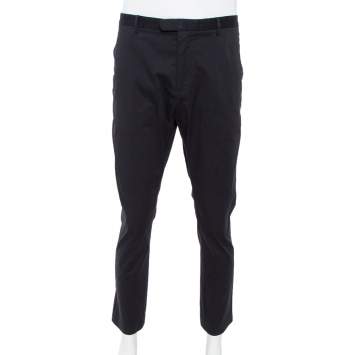 Pre Owned Gucci Black Cotton Straight Leg Chino Trousers XXXL