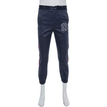 Pre Owned Gucci Navy Blue Cotton NY Yankees Patch Detail Track Pants S