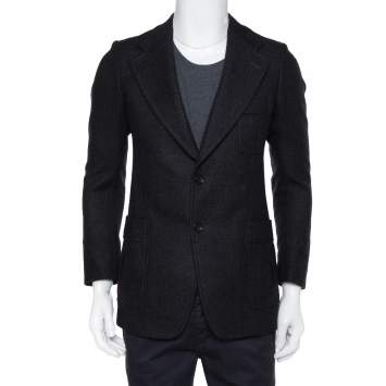 Pre Owned Gucci Black Wool Button Front Blazer M