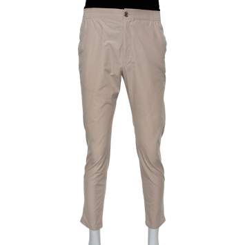 Pre Owned Gucci Beige Cotton Elastic Waist Detail Pants XL