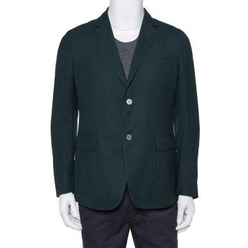 Pre Owned Gucci Dark Green Wool Button Front Blazer L