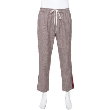 Pre Owned Gucci Multicolor Houndstooth Patterned Wool & Mohair Track Pants L
