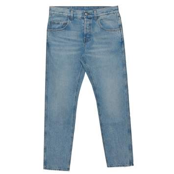 Pre Owned Gucci Blue Denim Loved Applique Detail Straight Leg Jeans S