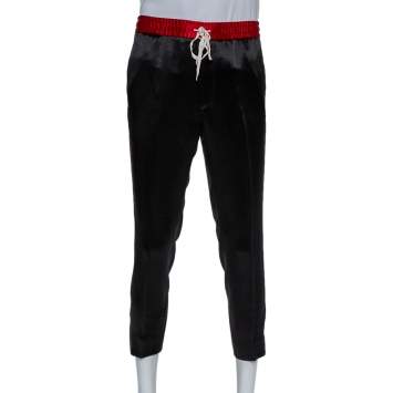 Pre Owned Gucci Black Sateen Side Strip Detail Track Pants M 