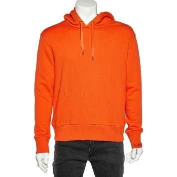 Pre Owned Gucci Orange Cotton Hollywood Embroidered Hoodie XS