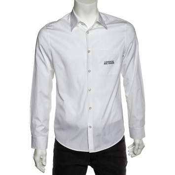 Pre Owned Gucci White Cotton L'Aveugle Par Amour Embroidered Duke Shirt M