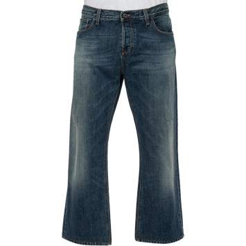 مملوكة مسبقًا Gucci Blue Washed Denim Wide Leg Jeans XXL