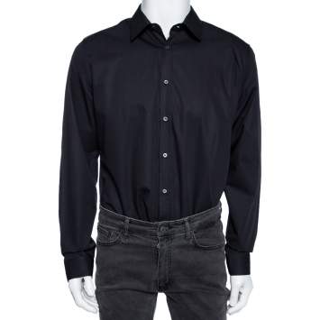 Pre Owned Gucci Black Cotton Button Front Slim Fit Shirt XXL 