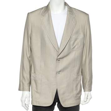 Pre Owned Gucci Beige Silk Button Front Jacket XXL