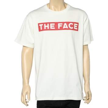 Pre Owned Gucci Cream The Face Printed Cotton Oversized T-Shirt S