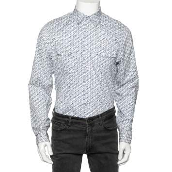 Pre Owned Gucci White Floral Printed Long Sleeve Shirt L