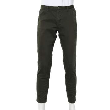 Pre Owned Gucci Olive Green Denim Riding Jeans XL