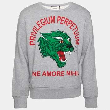 Gucci Grey Knit Privilegium Perpetuum Crew Neck Sweatshirt S