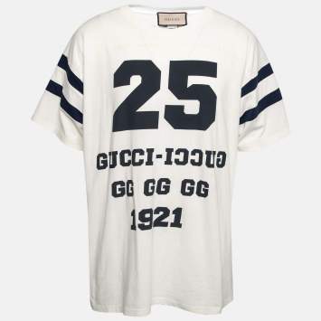 Pre Owned Gucci White Cotton 25 Eschatology 1921 Printed Crew Neck T-Shirt M