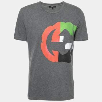 Pre Owned Gucci Grey Cotton GG Printed Crew Neck T-shirt XL