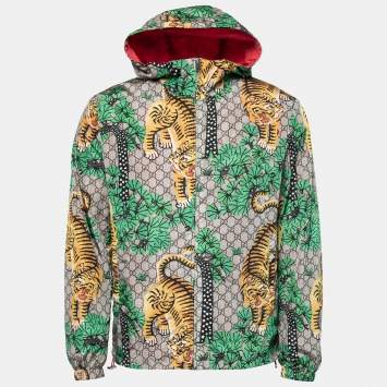 Pre Owned Gucci Brown Bengal Tiger Print Synthetic Jacket S