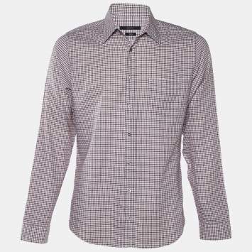 Gucci Multicolor Grid Pattern Cotton Skinny Fit Shirt XL