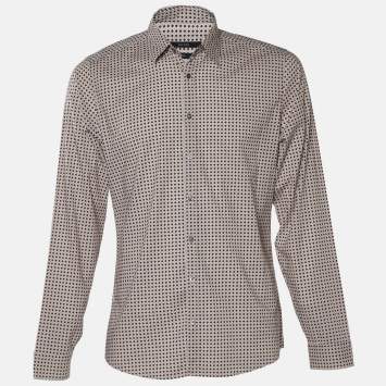 Pre Owned  Gucci Beige Floral Printed Cotton Slim Fit Shirt L