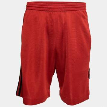 Gucci X adidas Red GG Monogram Knit Bermuda Shorts M